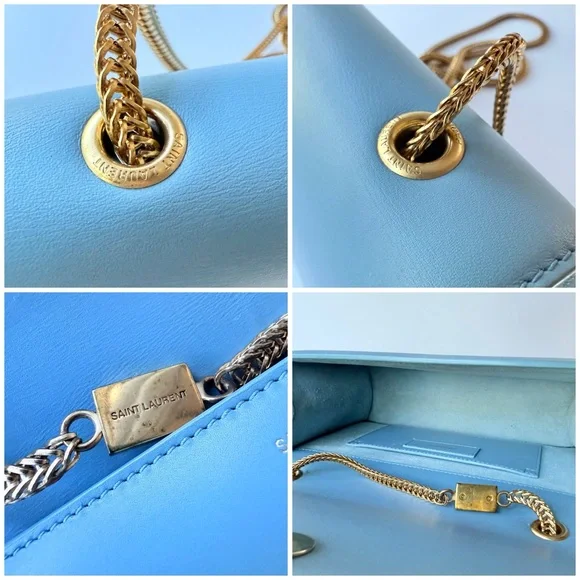 Saint Laurent Betty Light / Sky Blue Crossbody Shoulder Bag w/ Gold Chain Strap - Picture 13 of 16